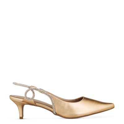 Scarpin Tira Strass Espiral Ouro