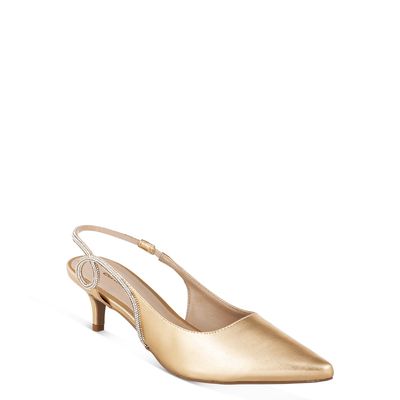 Scarpin Tira Strass Espiral Ouro