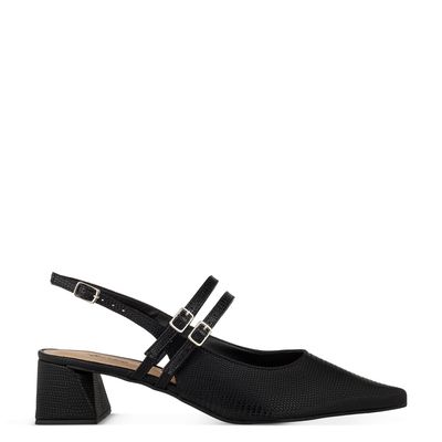 Slingback Tiras com Fivela Preta