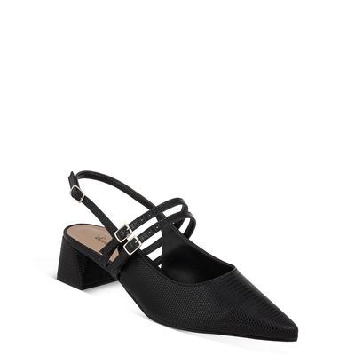 Slingback Tiras com Fivela Preta