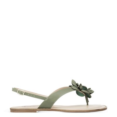 Sandália com Flor Verde