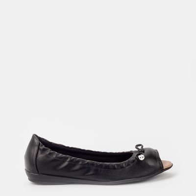 Peep Toe com Enfeite Preto
