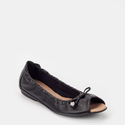 Peep Toe com Enfeite Preto