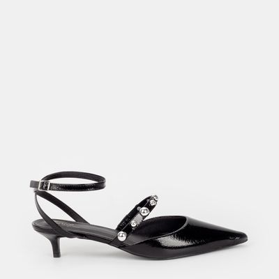Scarpin Aberto com Enfeite Preto
