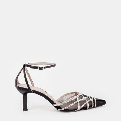 Scarpin com Transparência e Strass Preto