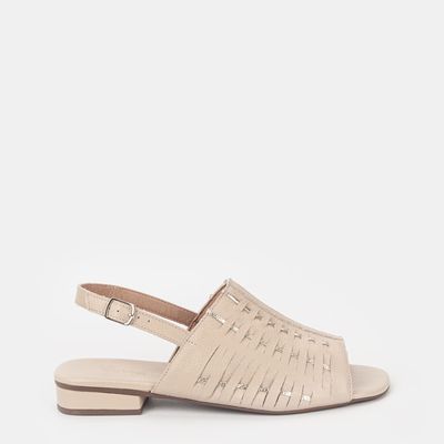 Sandália Baixa Tramada Bicolor Off-White