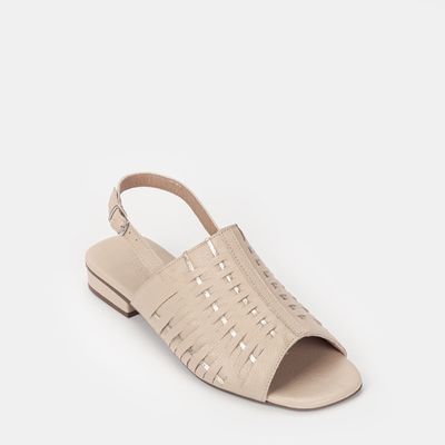 Sandália Baixa Tramada Bicolor Off-White