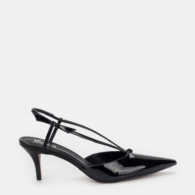 Scarpin Tiras e Laço Fino Preto