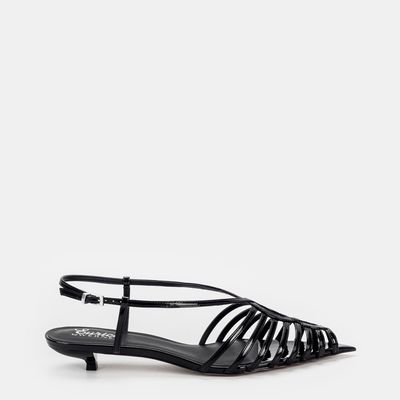 Sandália Tiras Salto Baixo Preto