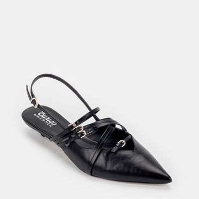 Scarpin Aberto com Fivelas Preta