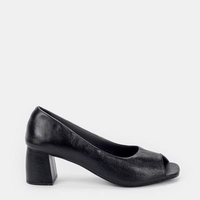 Peep Toe Salto Médio Preto