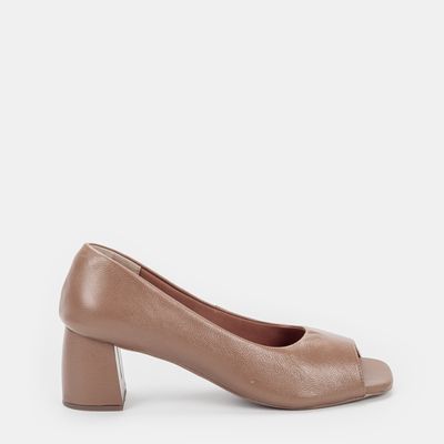 Peep Toe Salto Médio Canela