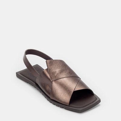Rasteira Tiras Largas Bronze