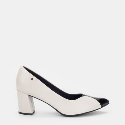 Scarpin Texturizado Bicolor Off-White