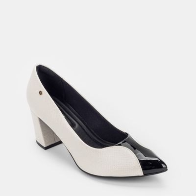 Scarpin Texturizado Bicolor Off-White
