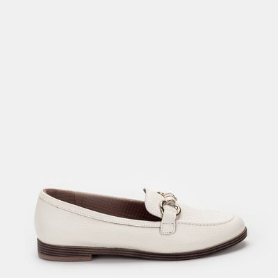 Mocassim com Fivela Off-White