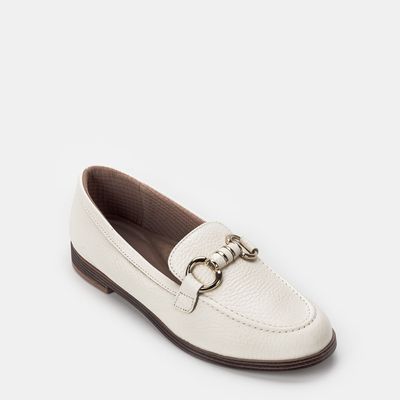 Mocassim com Fivela Off-White