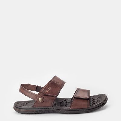 Sandália Pegada com Velcro Marrom