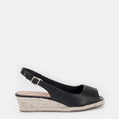 Sandália Anabela Espadrille Preto