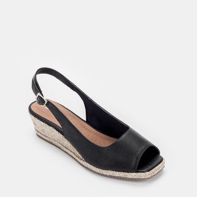 Sandália Anabela Espadrille Preto