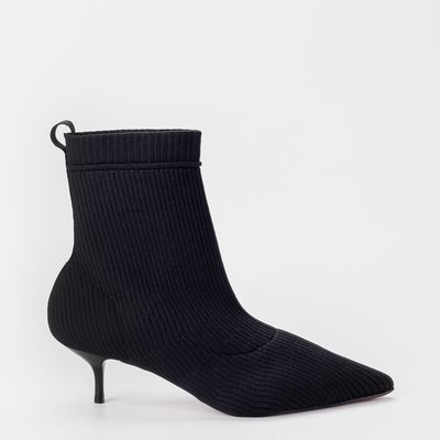 Bota Cano Baixo Knit Preto