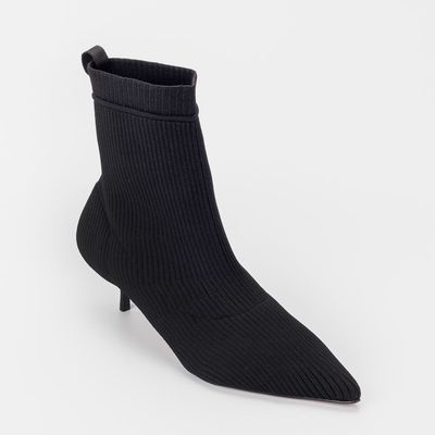 Bota Cano Baixo Knit Preto