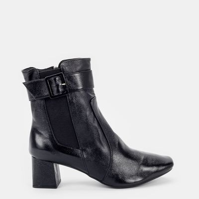 Bota Cano Baixo com Fivela Preto