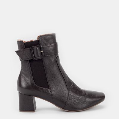 Bota Cano Baixo com Fivela Café
