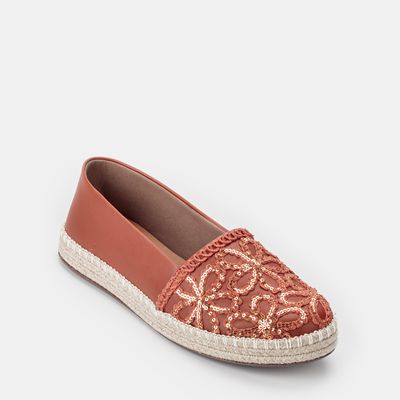 Alpargata Flatform Bordada Laranja