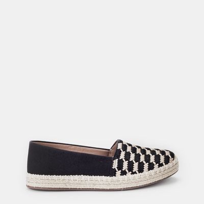 Alpargata Flatform Bordada Xadrez Preto