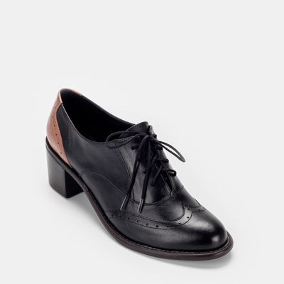 Sapato oxford salto baixo Bicolor Marrom