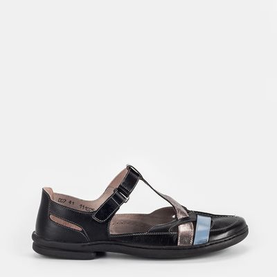 Sapato boneca c/ Tiras Bicolor Preto