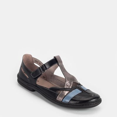 Sapato boneca c/ Tiras Bicolor Preto