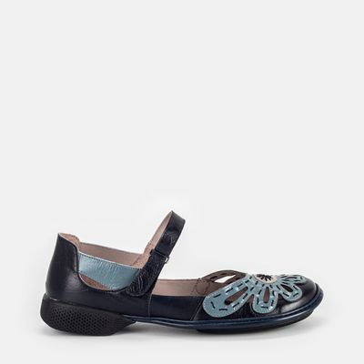 Sapato Boneca c/ Flor Multicor Azul