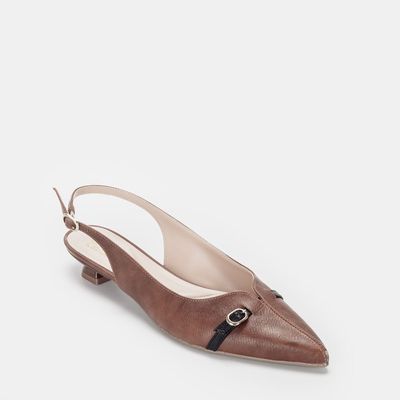 Chanel Salto Baixo com Fivela Canela