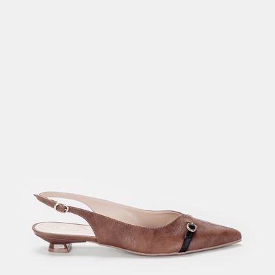 Chanel Salto Baixo com Fivela Canela