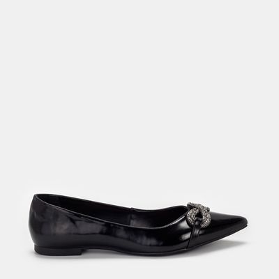 Sapatilha com Enfeite Strass Preto