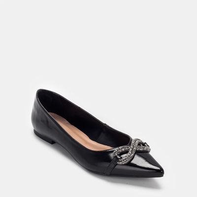 Sapatilha com Enfeite Strass Preto