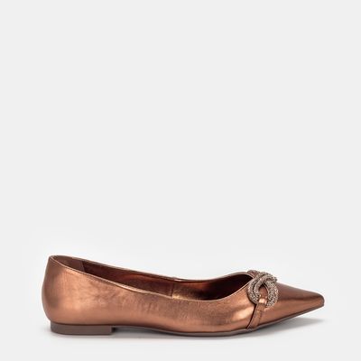 Sapatilha com Enfeite Strass Bronze