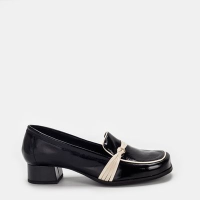 Mocassim Blocado com Nó Bicolor Preto