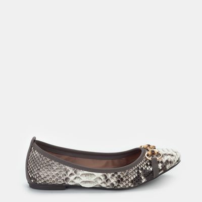 Sapatilha Anzetutto Python com Enfeite Bicolor Off-White