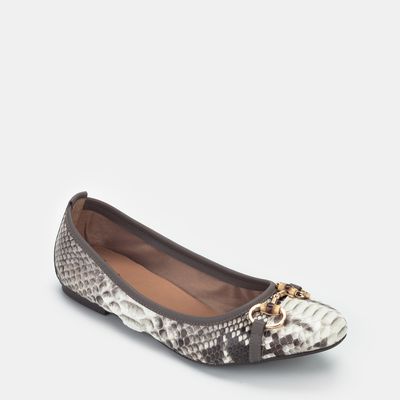Sapatilha Anzetutto Python com Enfeite Bicolor Off-White