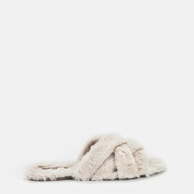 Chinelo de Quarto com Pelinho Off-White