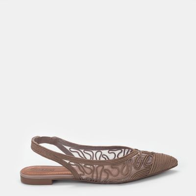 Slingback Bordado Canela