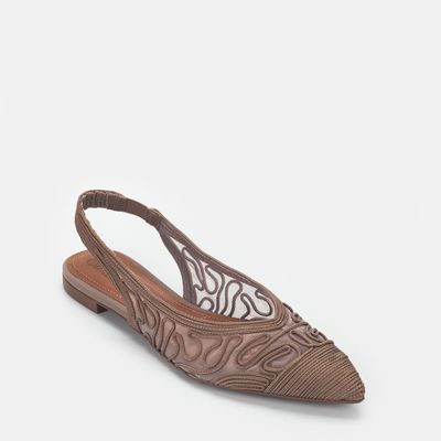 Slingback Bordado Canela