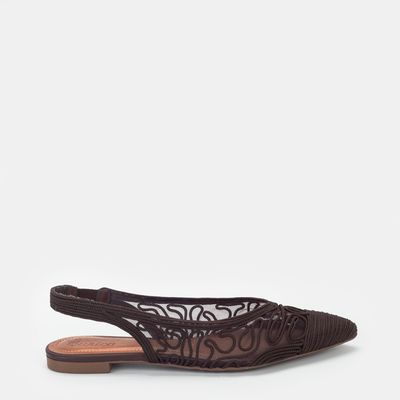 Slingback Bordado Chocolate