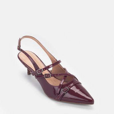 Scarpin Aberto com Tiras Vinho