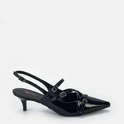 Scarpin Aberto com Tiras Preta