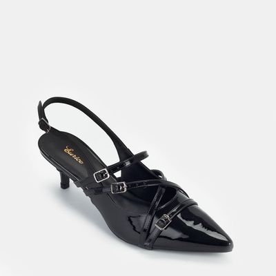 Scarpin Aberto com Tiras Preta