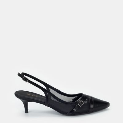 Chanel Salto Baixo c/ Tela Preto
